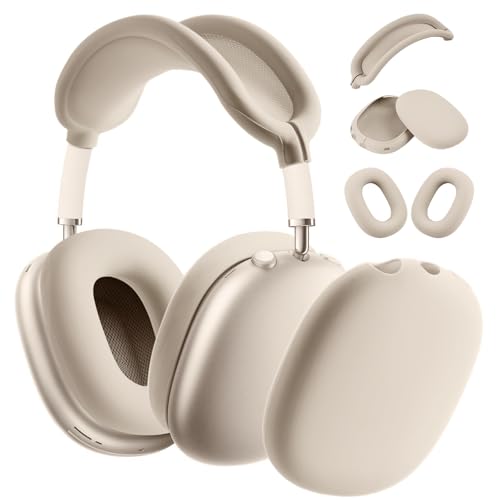 Ainiv Weiche Silikon Ohrpolster Schutz Abdeckungen + TPU Schutzhülle Hülle Cover Case + Kopfband Stirnband Headband Abdeckung für Apple AirPods Max Kopfhörer, Zubehör für Apple AirPods Max