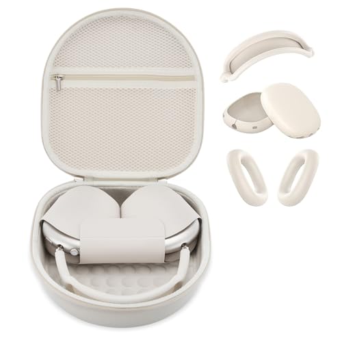 3 in 1 Hülle Cover Und Tragetasche für Apple Airpods Max Kopfhörer, Anti-Kratz-Ohrpolster/Ohrmuschel/Stirnband-Abdeckungs Case Zubehör für Apple Airpod Max (Sternenlicht Etui & Silikonhülle)